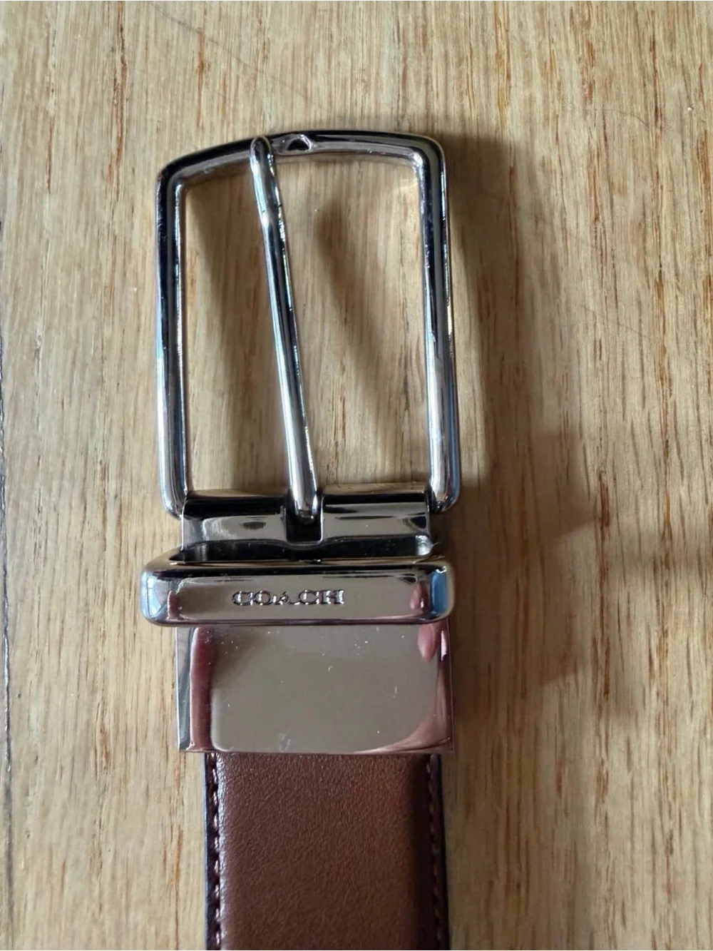 Coach Harness Silver Buckle Belt Saddle Brown 46 inch